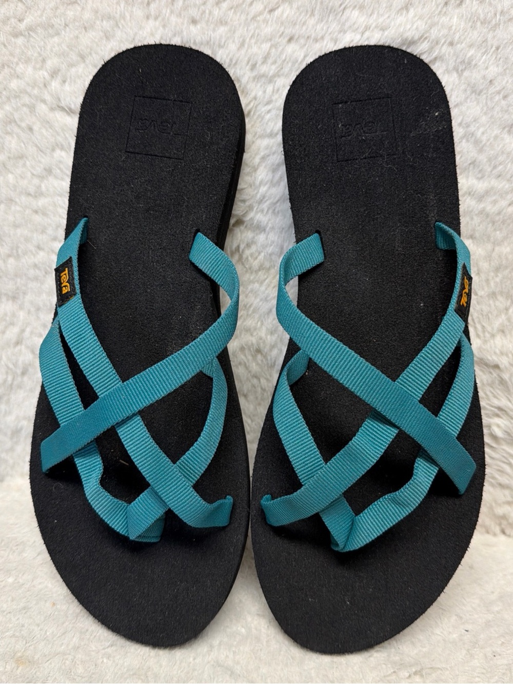 Teva Black Sandals with Teal Crisscross Straps